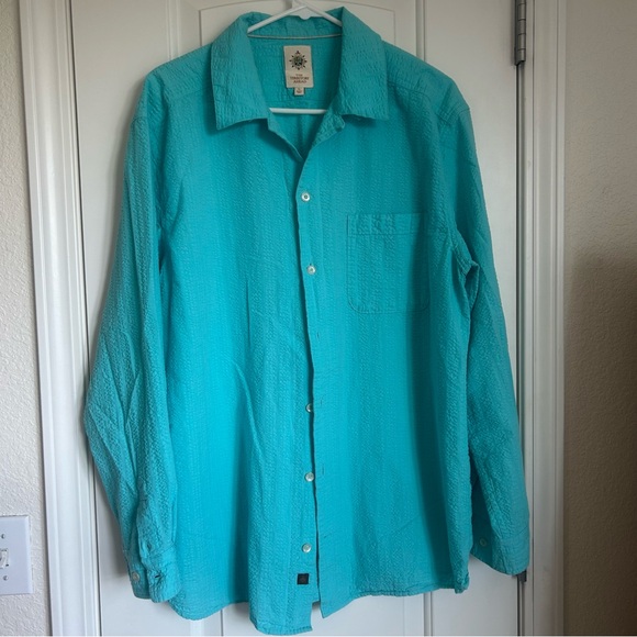 The Territory Ahead Other - The Territory Ahead Men’s Light Cotton Summer Button Down Shirt Aqua - Size L